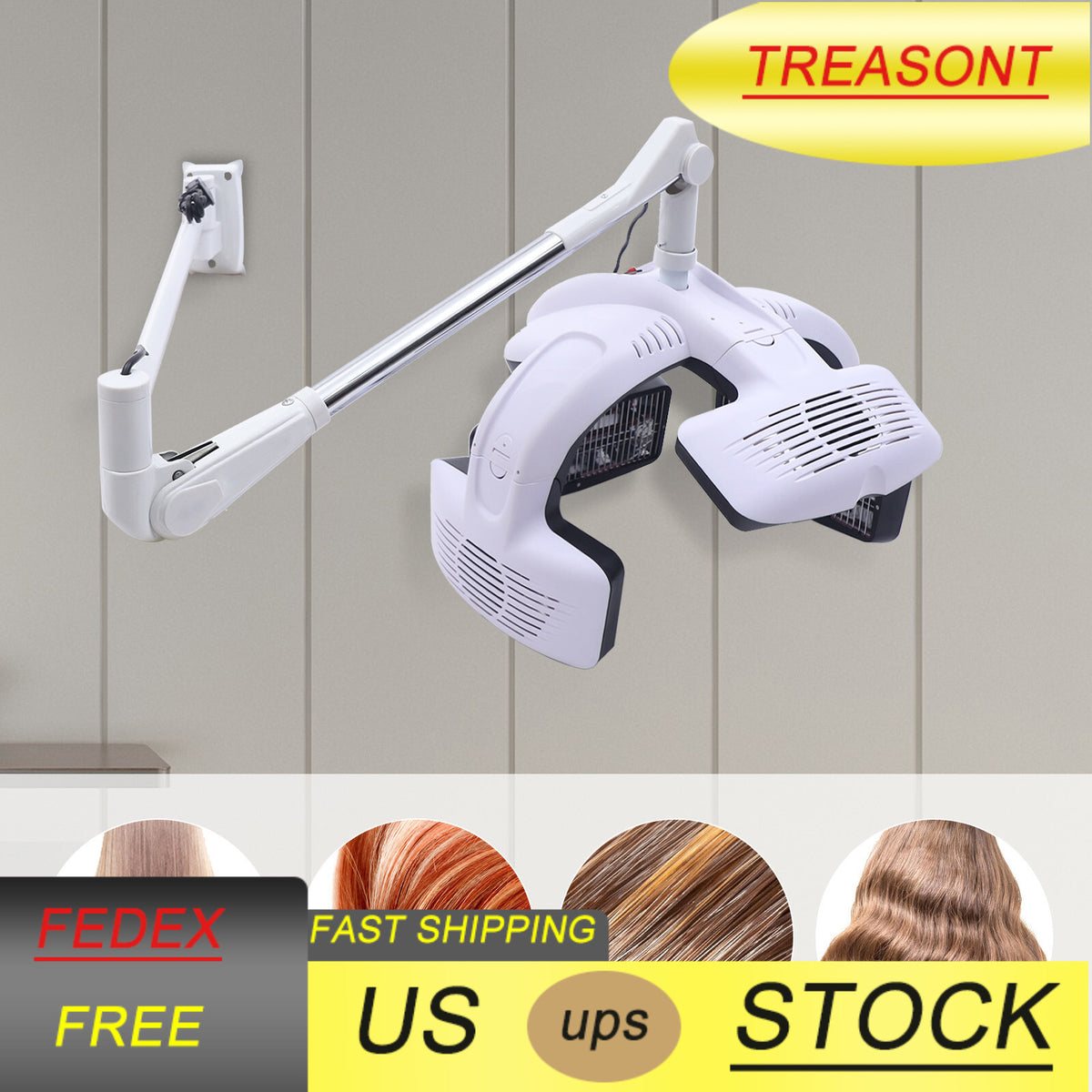 Infrared Wall-Mounted Hair Dryer for Salons Adjustable Temperature 1250W