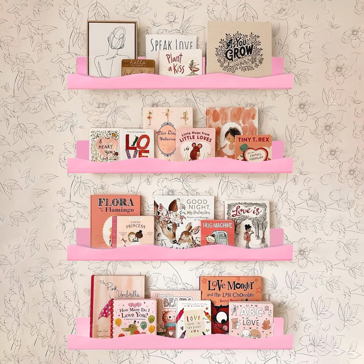 Pink 15 Inch Wall Mounted Nail Polish Shelf Holds 66-90 Bottles