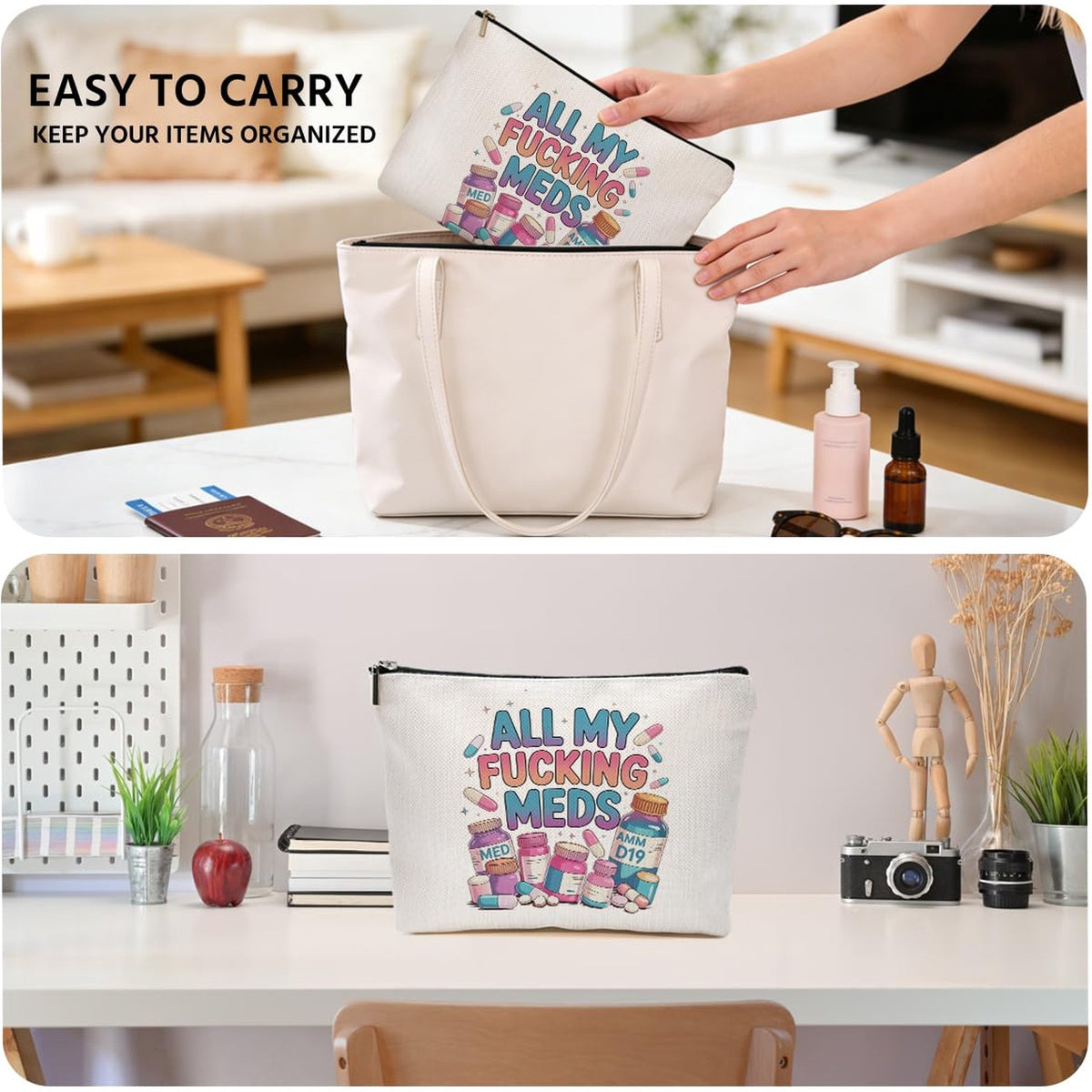 Multicolor Nurse Med Pouch Makeup Bag Travel Toiletry Organizer
