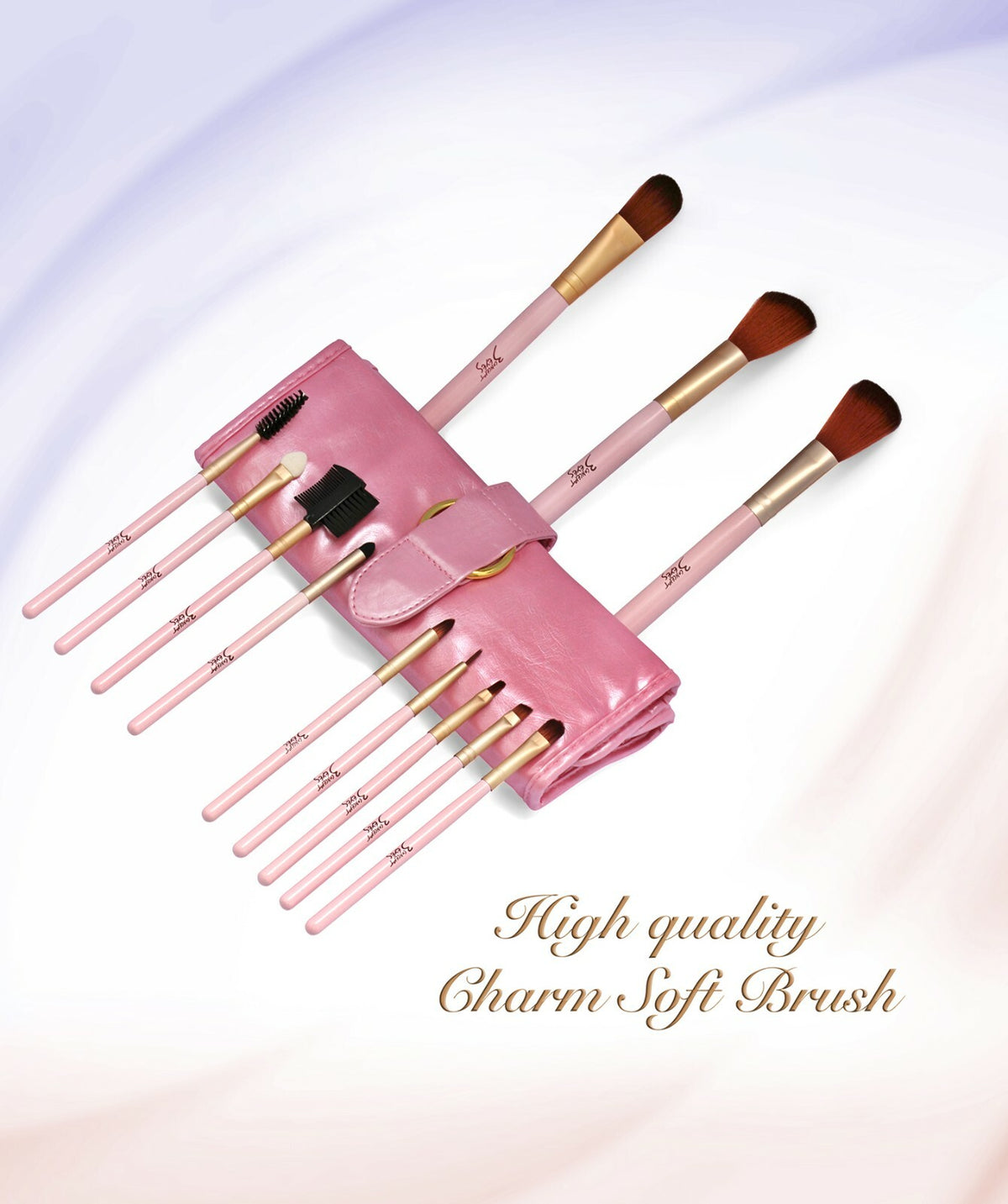 12-Piece Makeup Brush Set - Soft Bristles, Pink Handles