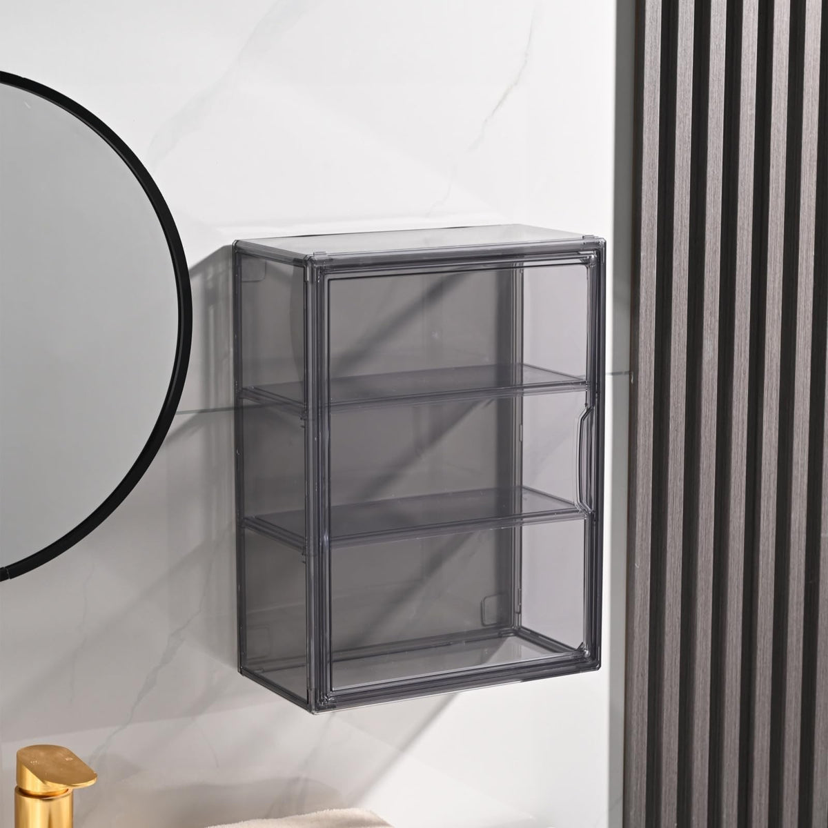 Acrylic Display Case 3 Tiers with Magnetic Door & Dividers for Collectibles