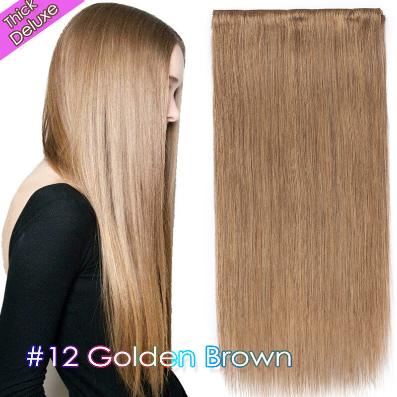 Double Weft Clip-In Hair Extensions 100% Remy Human Hair Thick Full Head