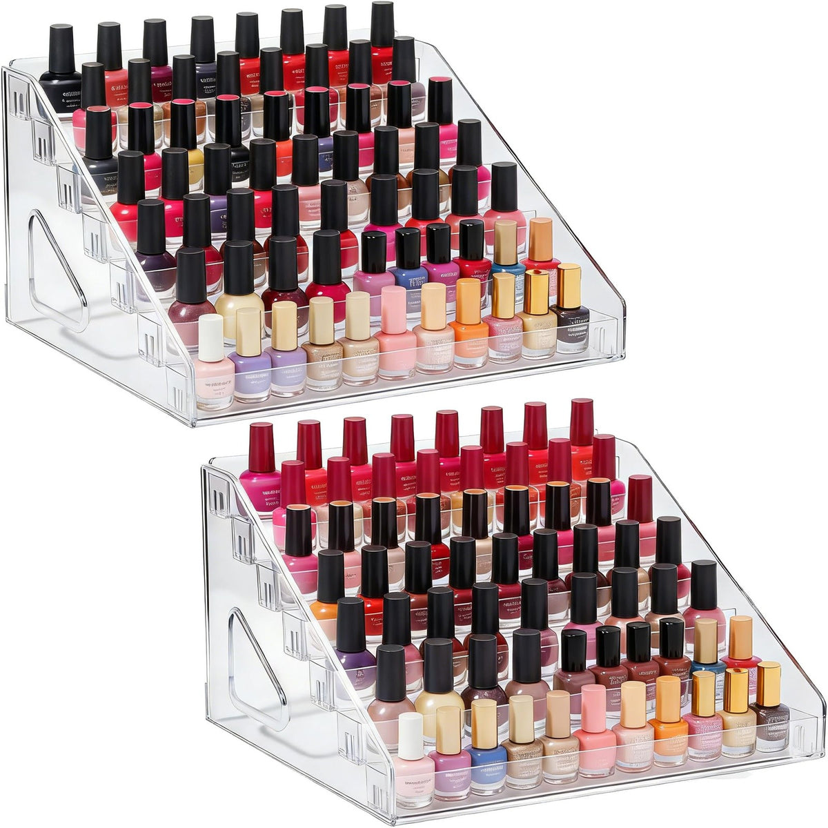 7-Tier Acrylic Nail Polish Organizer Rack 2 Pack - Clear Display Stand