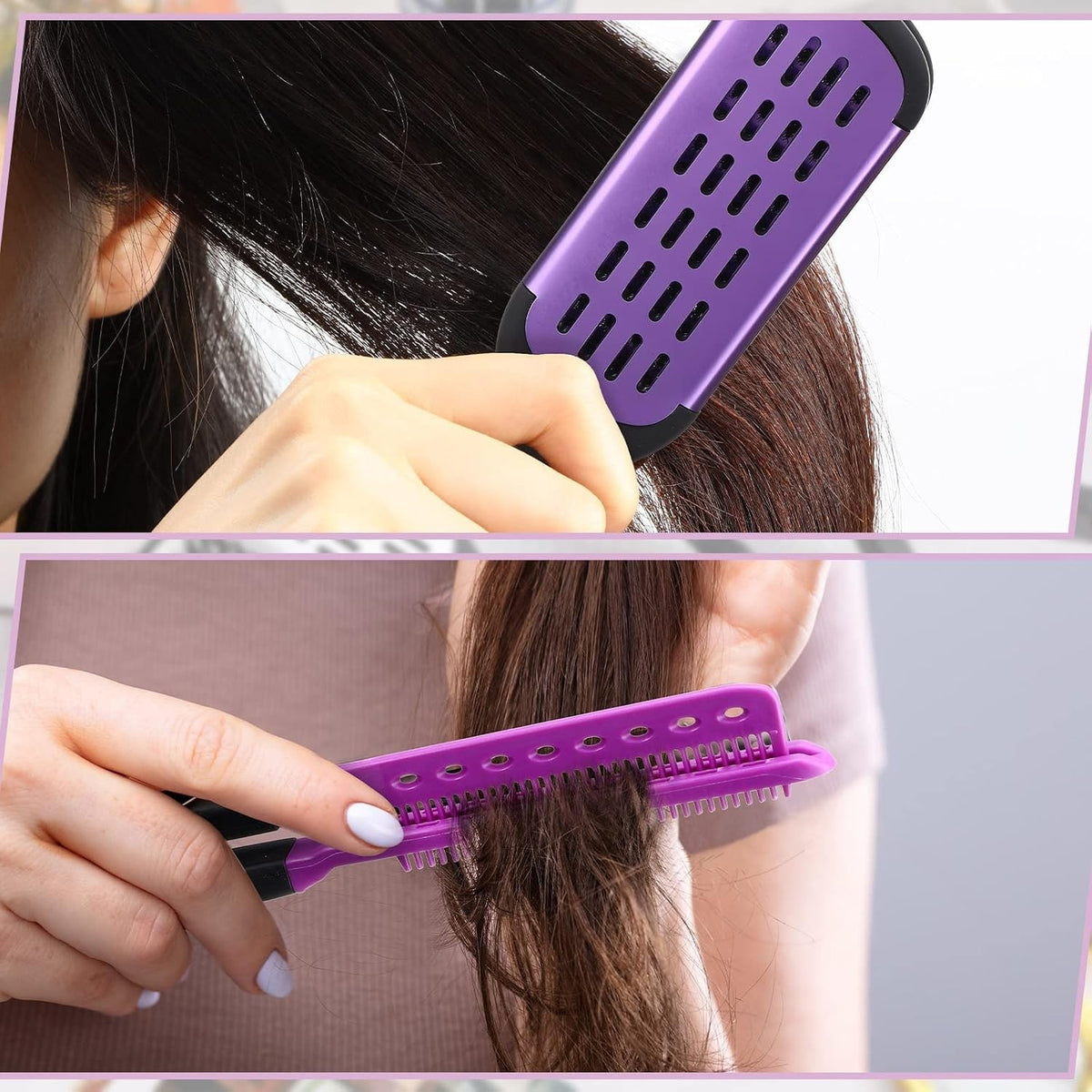 Double-Sided Hair Brush & Styling Comb Set for Straightening - Travel Friendly