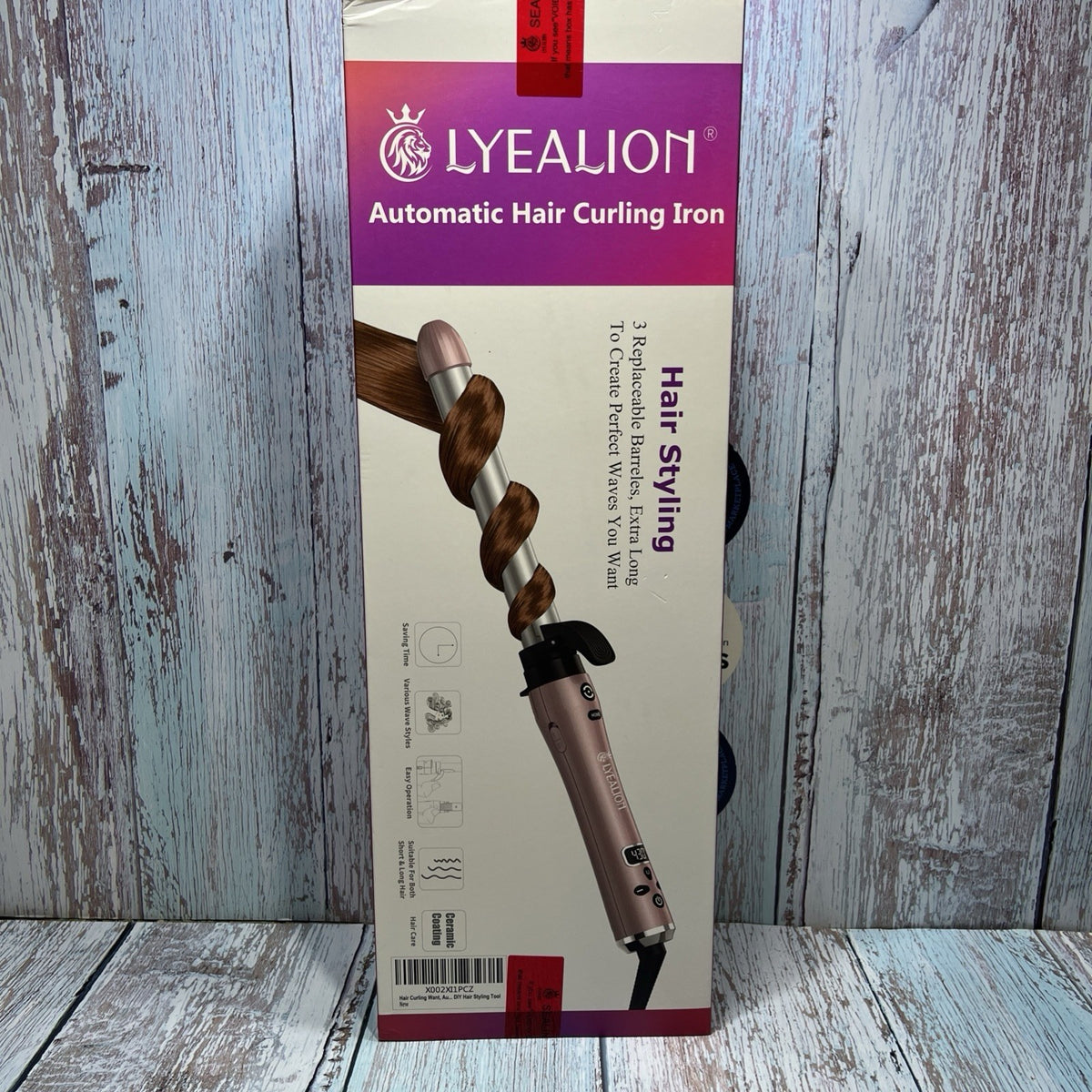 Lyealion 3-in-1 Automatic Hair Curling Iron with Replaceable Barrels - Pink