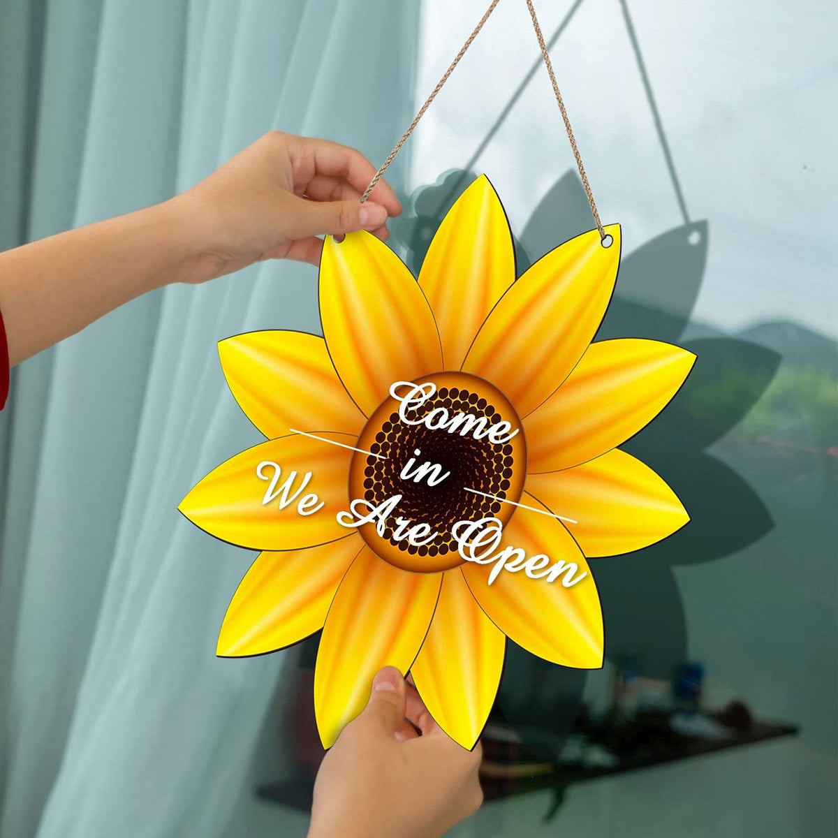 Unfinished Sunflower Wood Cutouts with Natural Rope - DIY Decor Sign Set