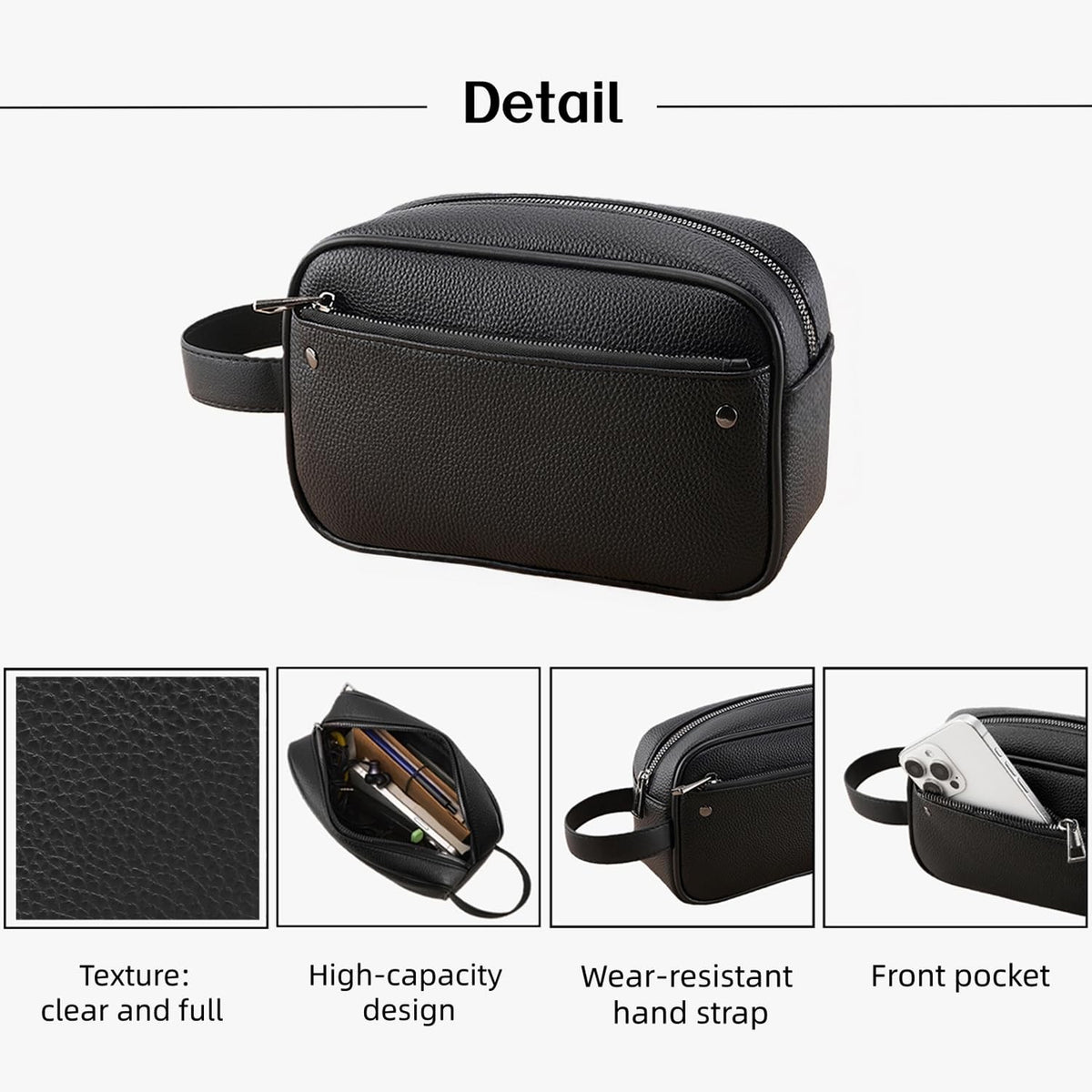 Men's Travel Toiletry Bag - Compact Dopp Kit with Water-Resistant PU Leather