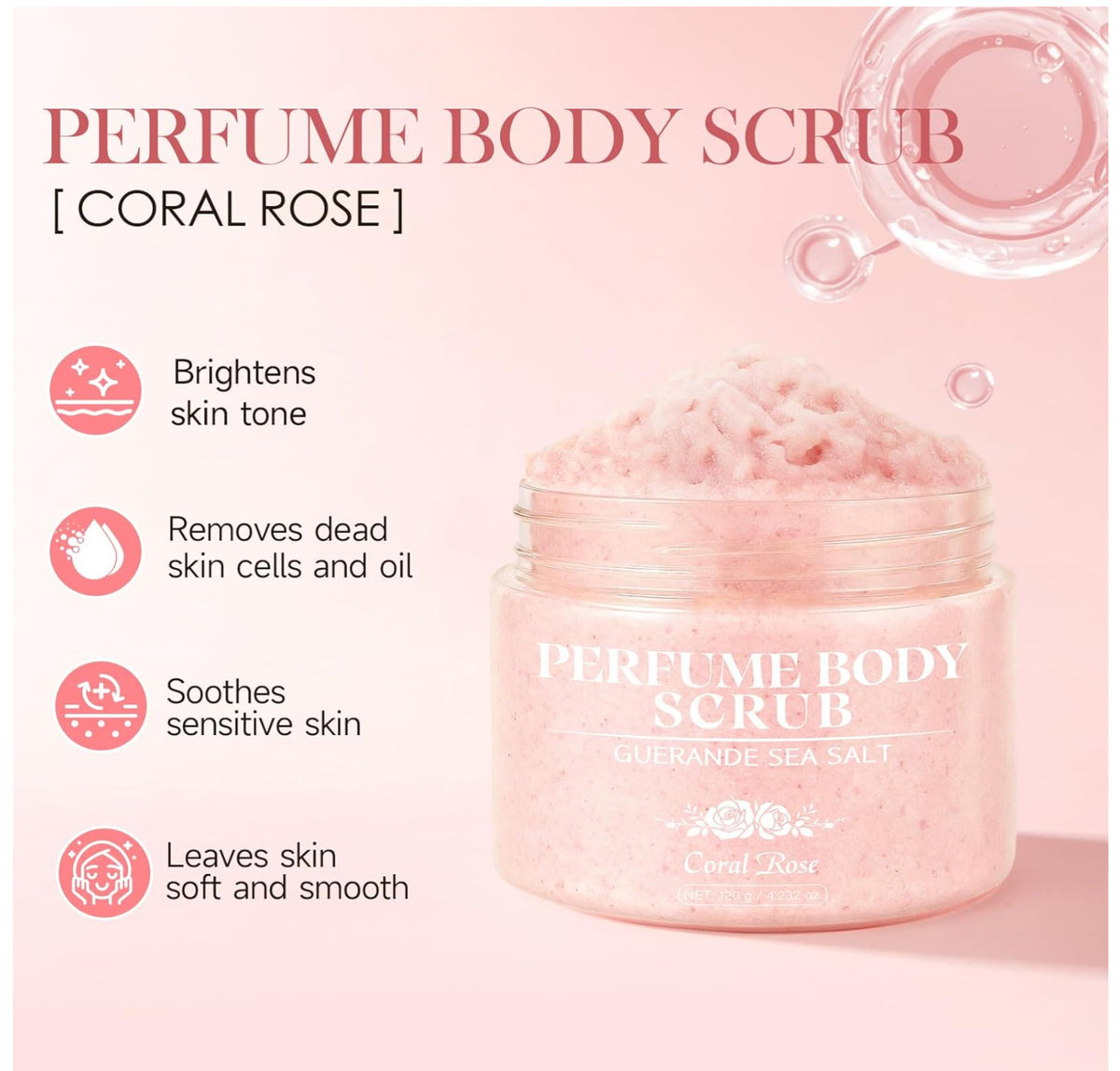 Aromatherapy Body Scrub with Guérande Sea Salt & Coral Rose