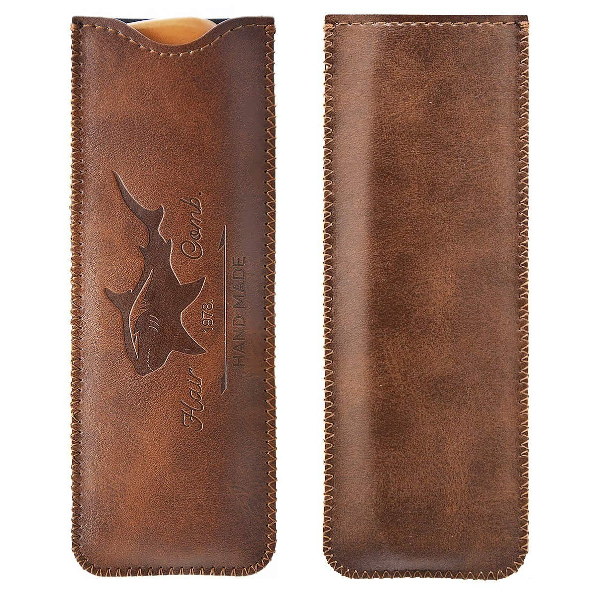 Wooden Hair Comb for Men with Leather Travel Case - Beard & Grooming Tool