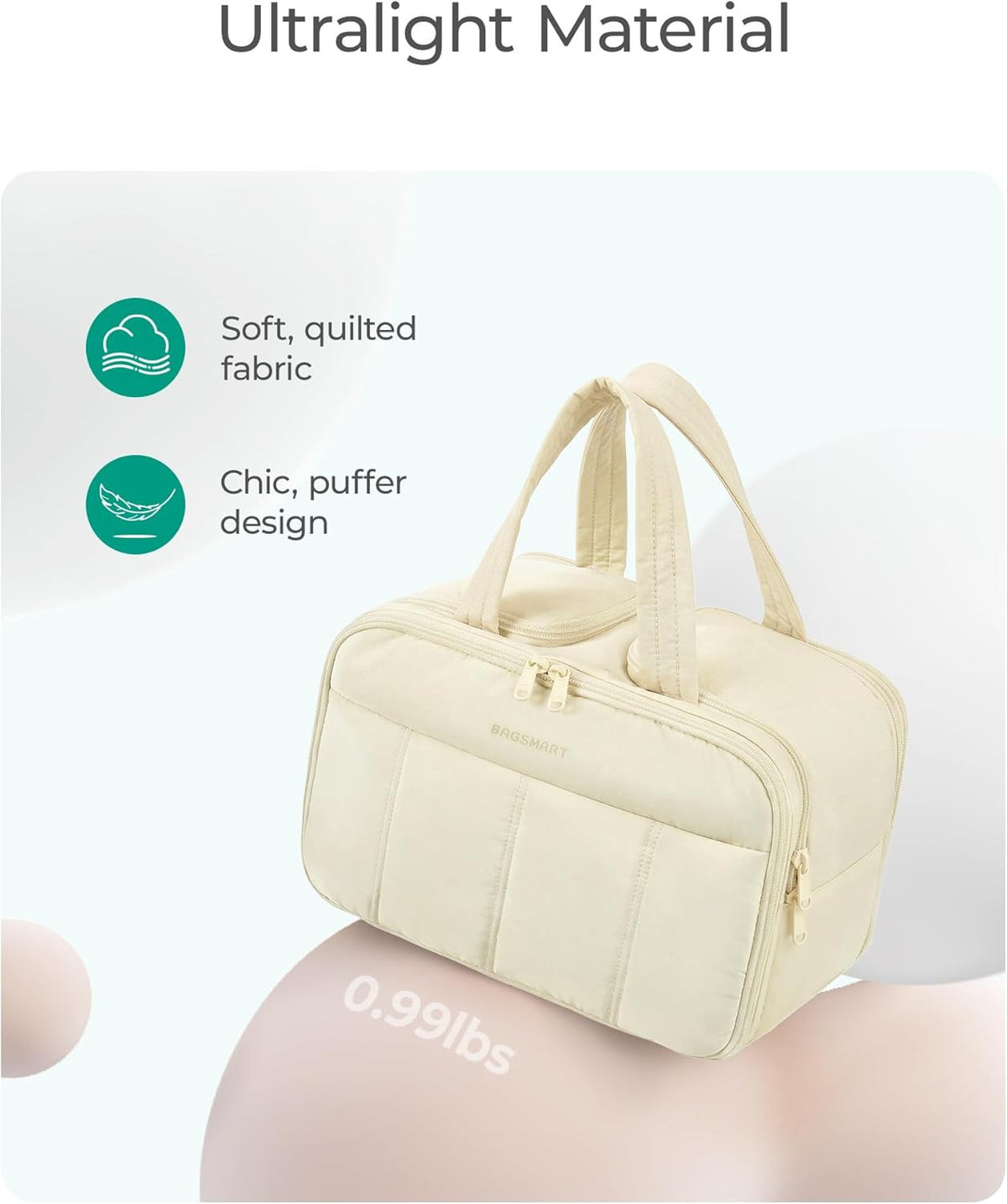 Large Travel Toiletry Bag for Women - Puffy Organizer with Handle