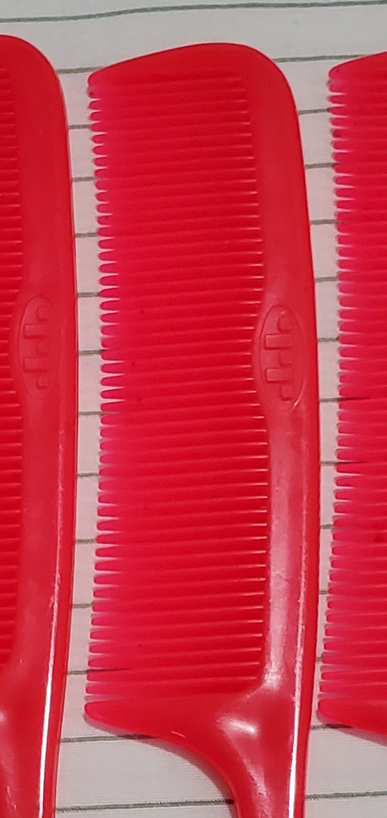 Vintage Tip Top Unbreakable 8-Inch Hair Comb Set - Red, 4 Pack