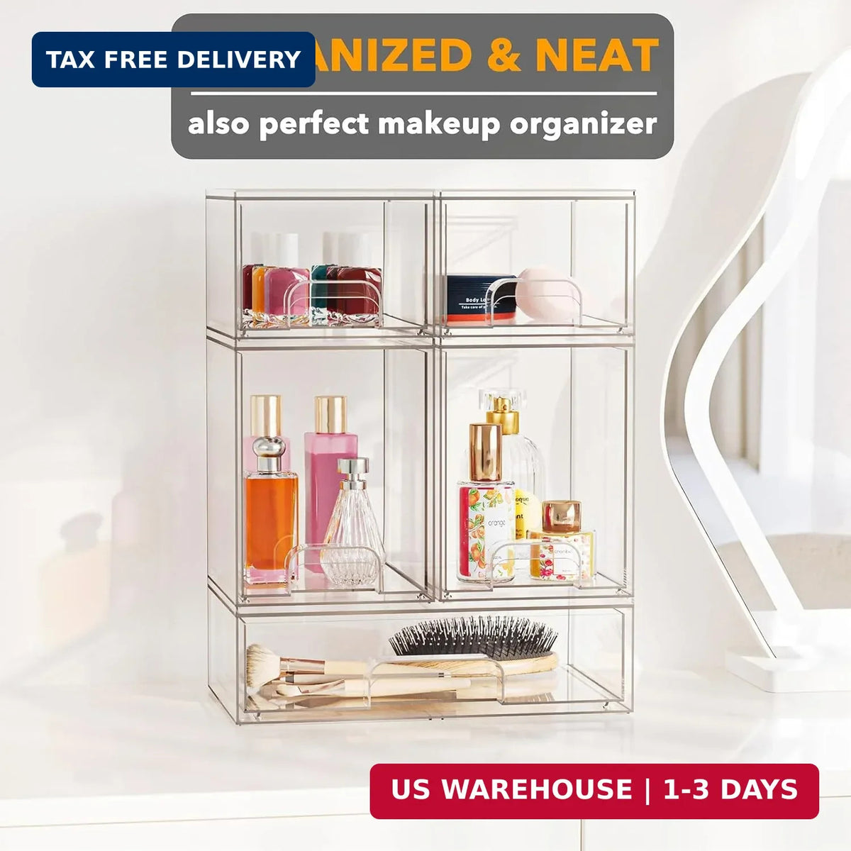 Baby Bottle Storage Organizer Set - Clear Acrylic Countertop & Cabinet Shelves