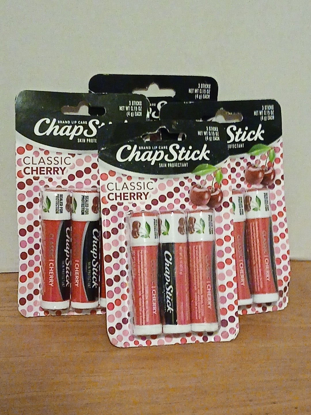 Cherry Lip Balm Set - 3 Packs, 9 Total 0.15 oz Balms for Moisturizing
