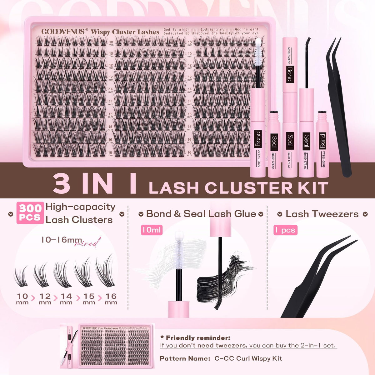False Eyelash Clusters Kit Wispy Natural Lashes for DIY Glam - Pack of 300