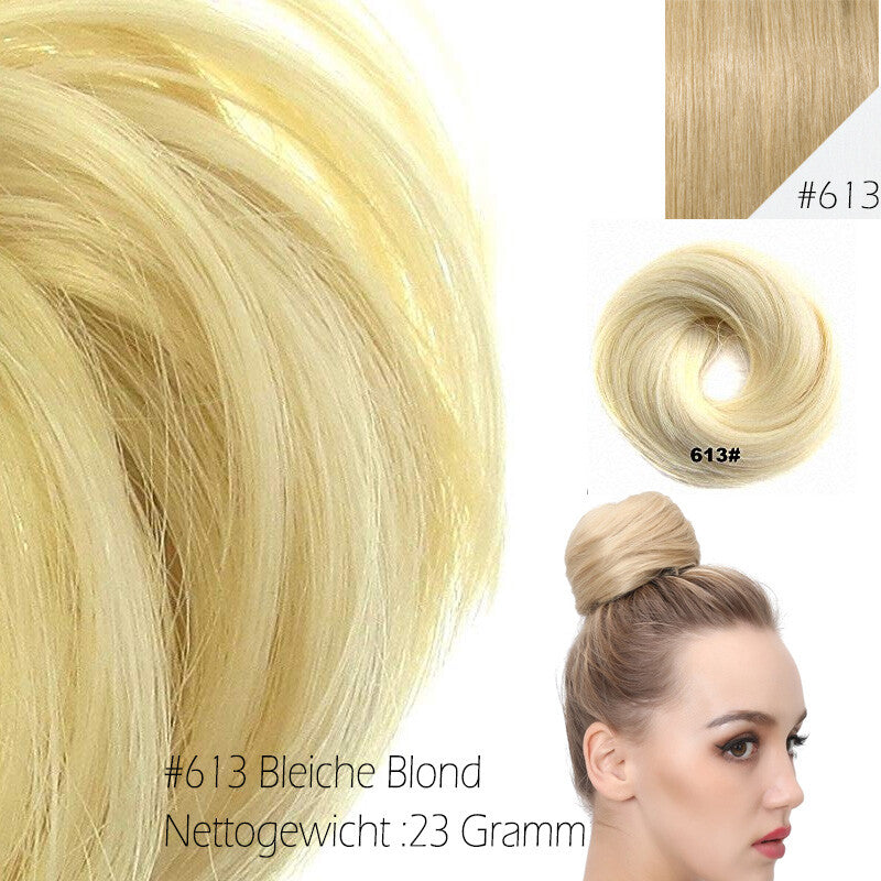 Clip-In Human Hair Bun Extensions Curly & Straight | Messy Hair Piece