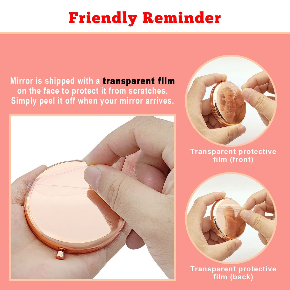 Personal Compact Makeup Mirror with Inspirational Goddaughter Message - Rose Gold, 2.6 Inch