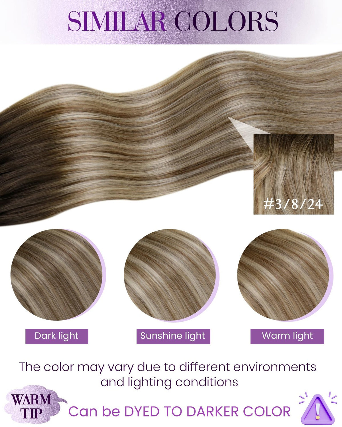 Human Hair Extensions Cool Brown Balayage 14 Inch 40g - Natural Look