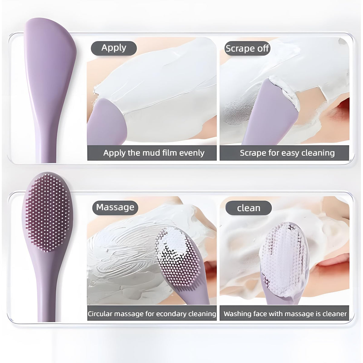 Silicone Facial Mask Applicator Duo Pack – Grey & Purple, 2 Count