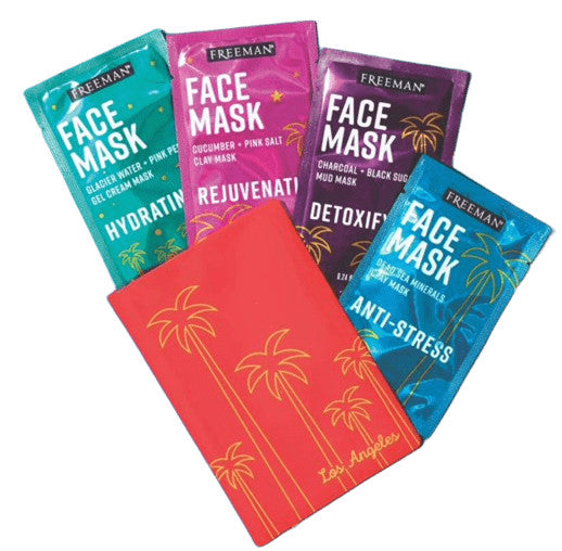 Face Mask Set - 6 Pack Multi-Mask Kit with Charcoal, Clay & Gel