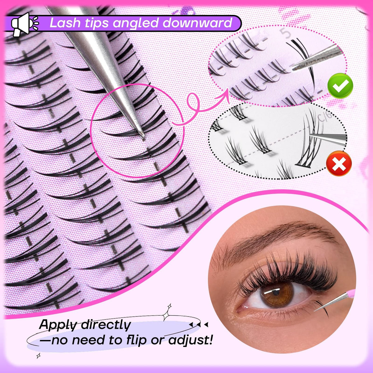 Bottom Lash Extension Clusters 552pcs Natural False Eyelashes for Lower Lids