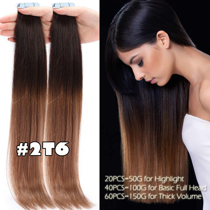 Remy Tape-In Human Hair Extensions Full Head - Thick & Natural Look