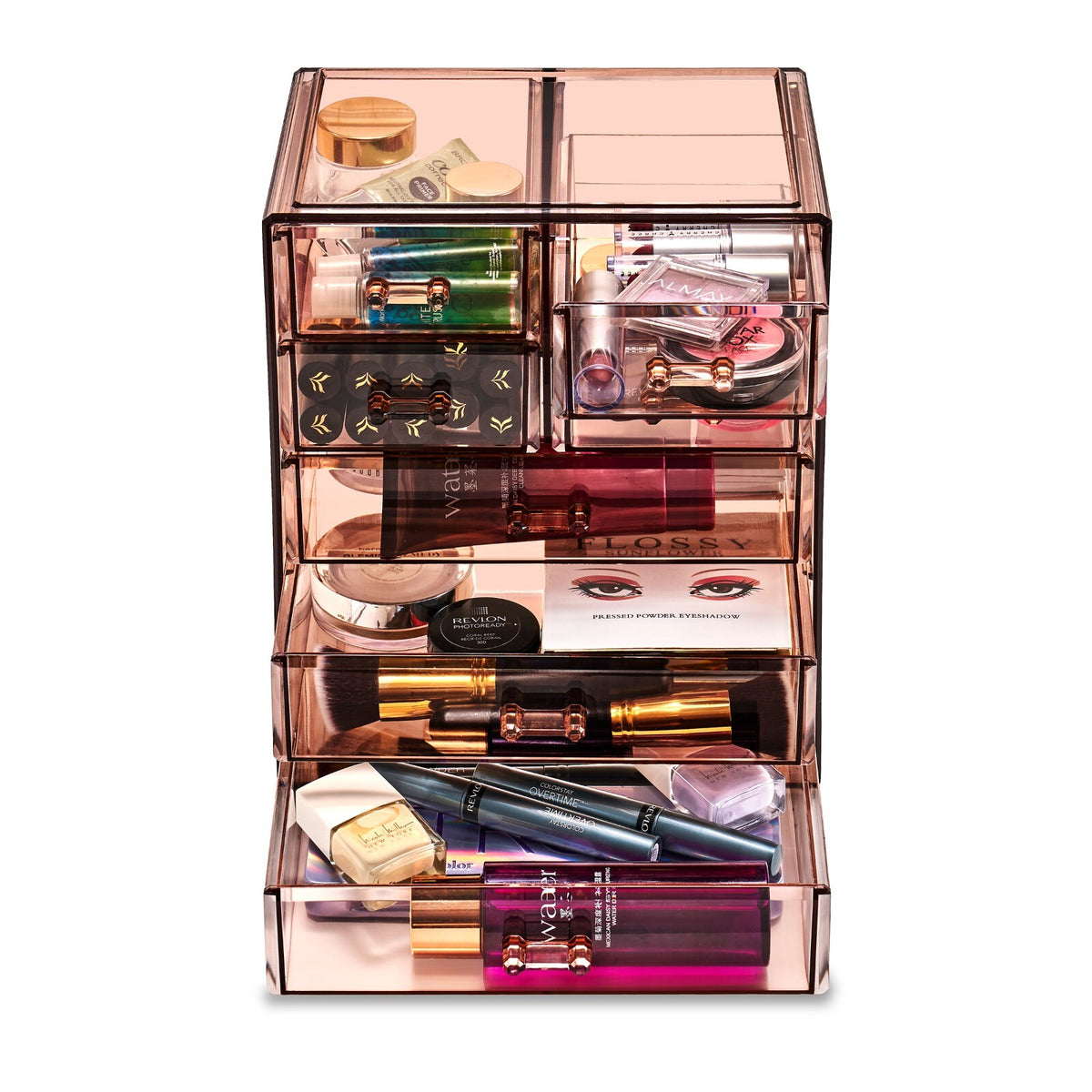 Sorbus Clear Makeup Organizer with 4 Drawers - Bronze Glow, 3L Storage