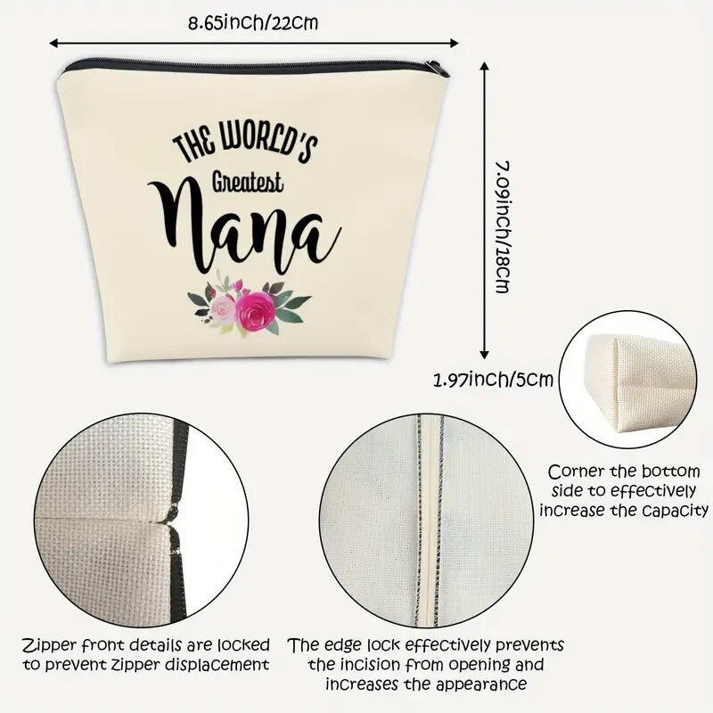 Personalized Nana Cosmetic Case - Gift for Greatest Nana Ever, Zipper Makeup Bag