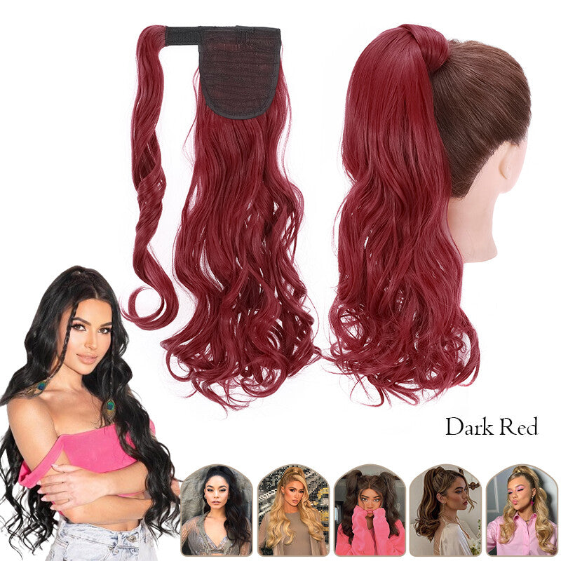 Mega Thick Wrap-On Ponytail Extensions - Natural Human Hair, Curly Wavy Straight