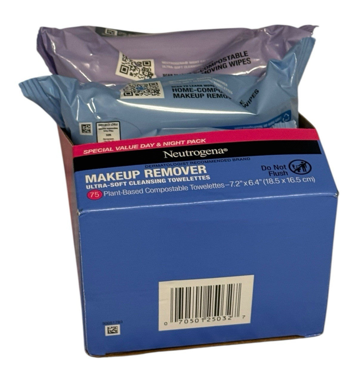Neutrogena Day & Night Facial Cleansing Wipes - Makeup Remover, 3 Packs of 25