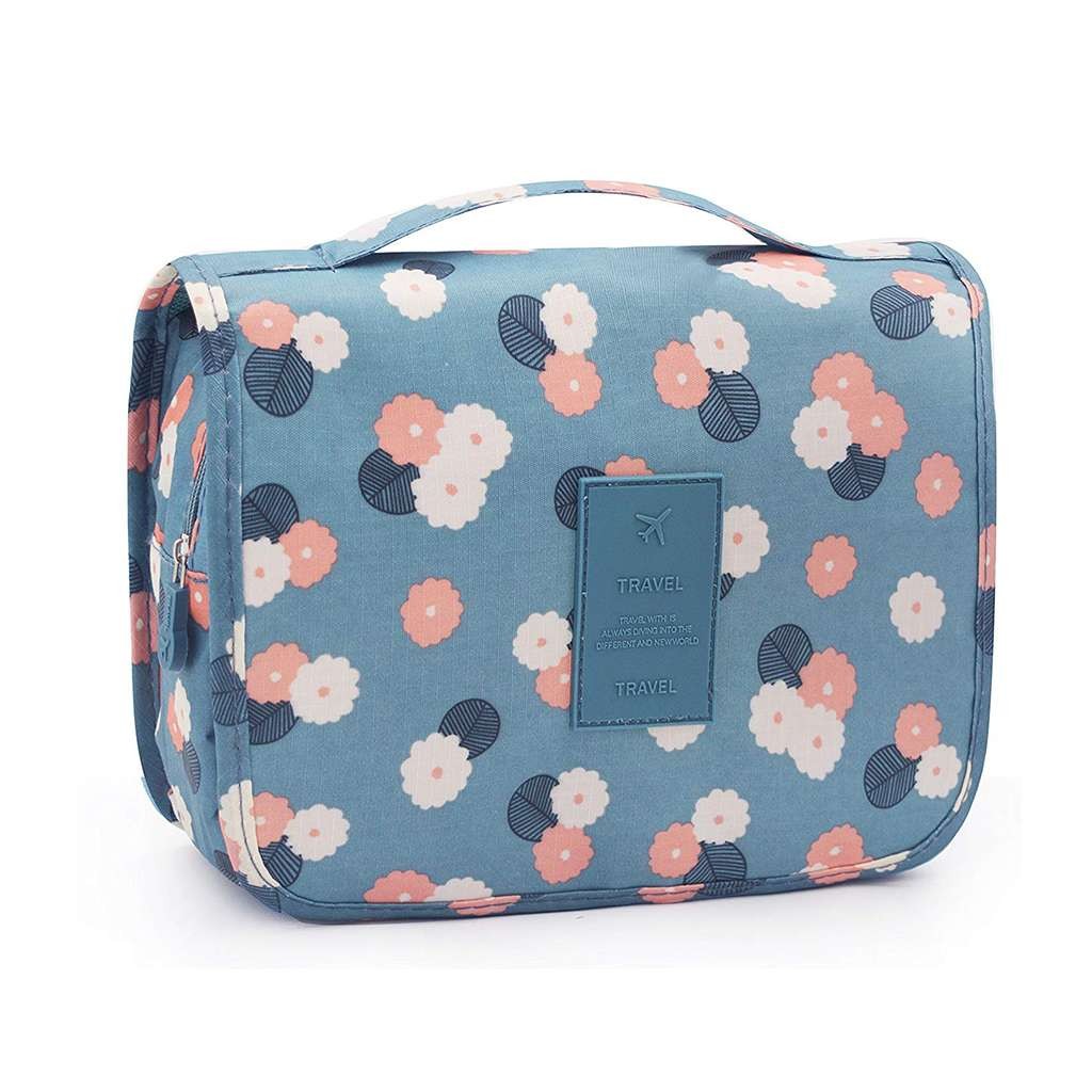 Travel Cosmetic Organizer Bag with Multiple Compartments and Water-Resistant Oxford Fabric