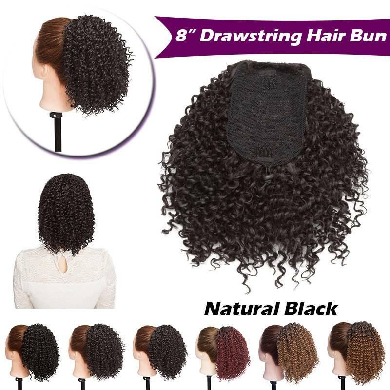 Afro Kinky Curly Ponytail Extensions Clip-In Hair Bun High Puff - Multiple Colors