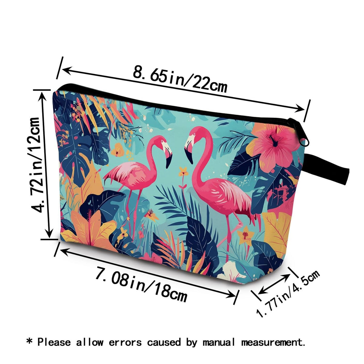 Cute Flamingo Makeup Bag with Zipper - Small Travel Organizer for Women