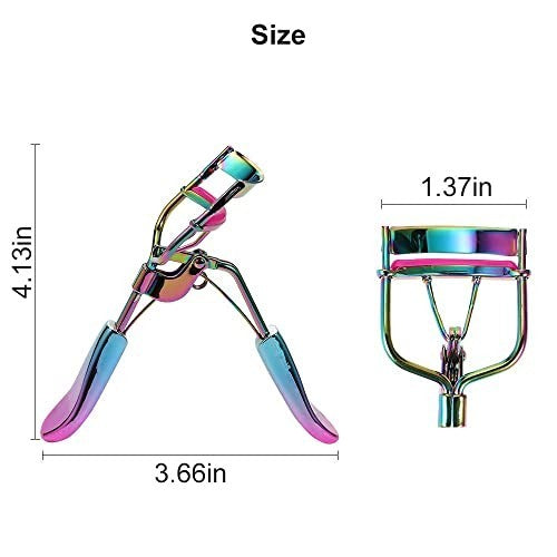 Metal Eyelash Curler with Silicone Refill Pads - All Eye Shapes Safe & Easy to Use