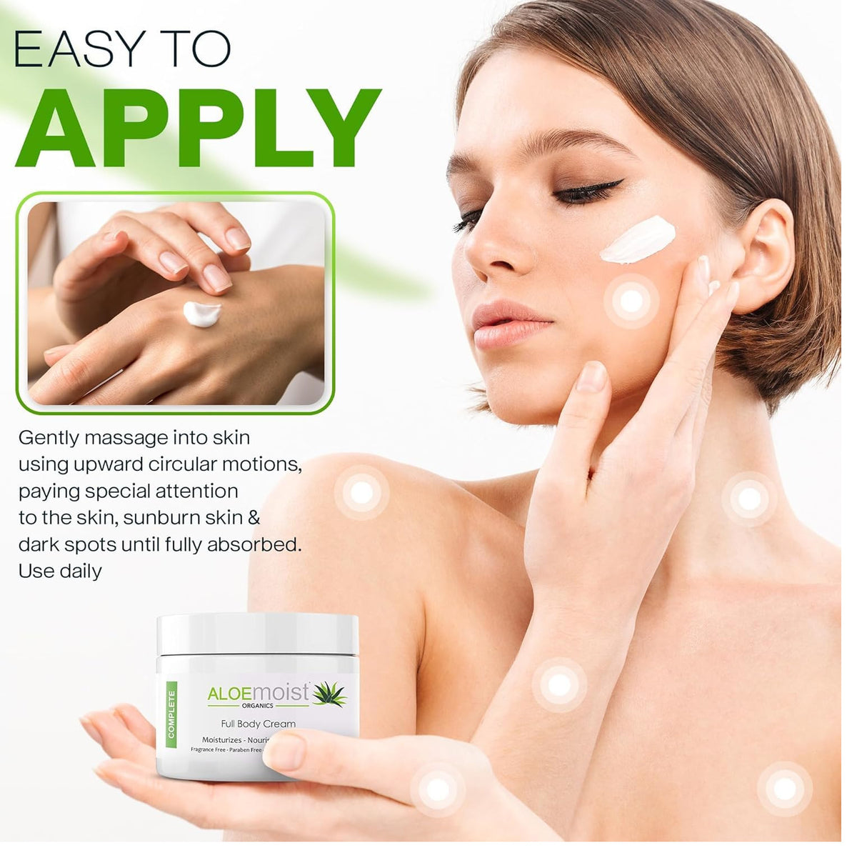 Organic Aloe Vera Face Cream & Body Moisturizing Cream, Lot 2 oz