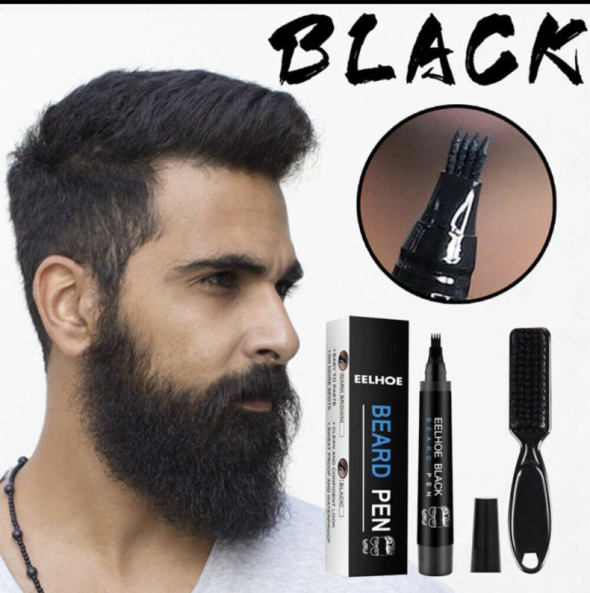 Waterproof Beard Pencil Filler Pen Hair Moustache Eyebrow Pocket