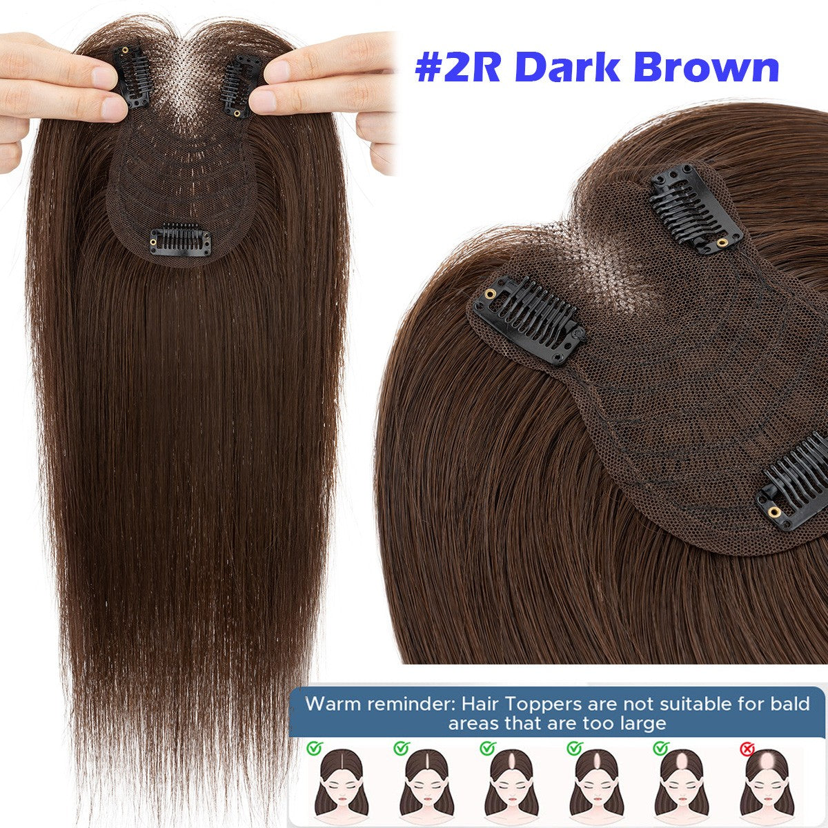 Lightweight Clip-In Hair Topper for Women with Remy Human Hair & Bangs