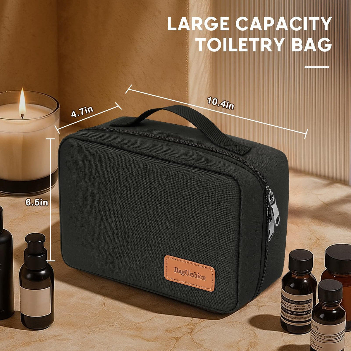 Water-Resistant Men's Toiletry Bag Travel Organizer Dopp Kit Black