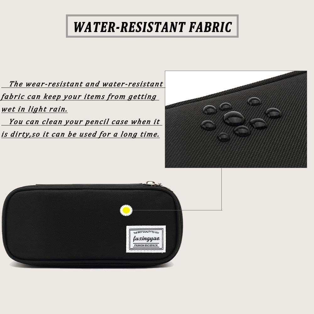 Black Pencil Case with Shoulder Strap - Portable Stationery Organizer