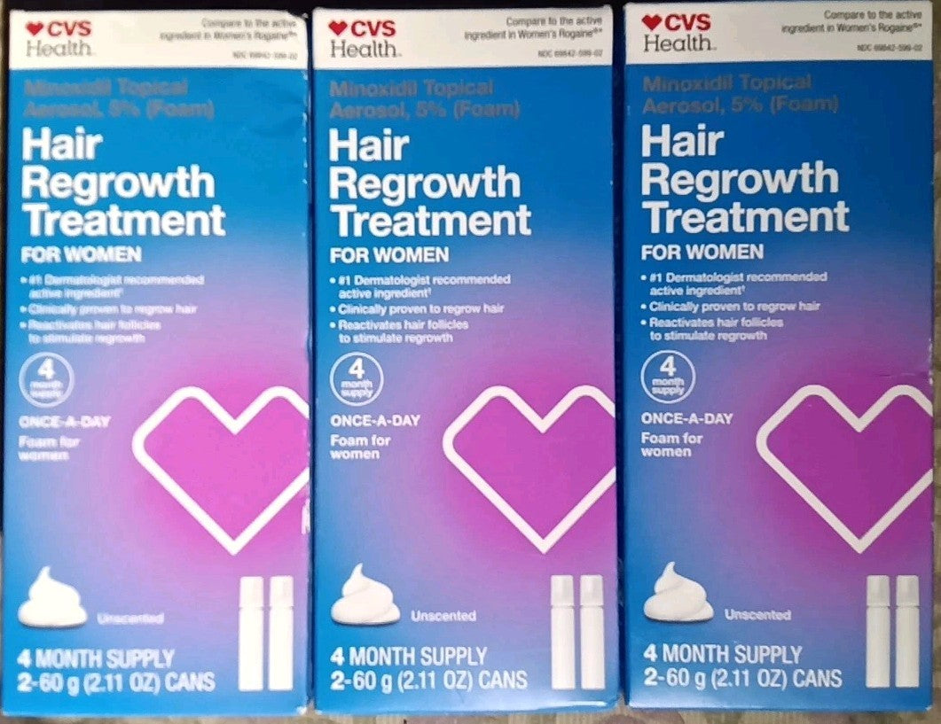 3 CVS 4 MONTH WOMEN'S ROGAINE 5% MINOXIDIL TOPICAL AEROSOL HAIR