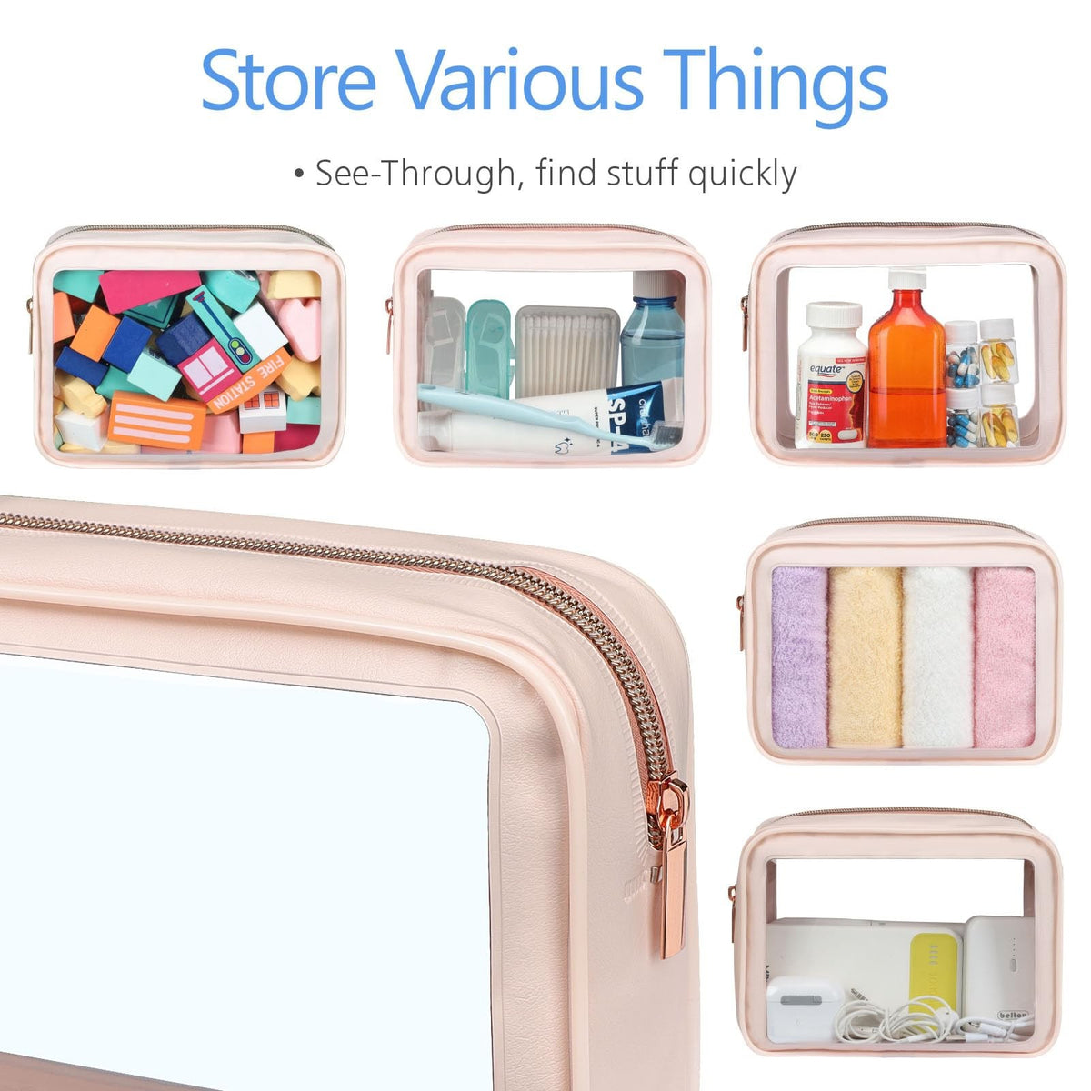 TSA Approved Clear Toiletry Bag Set - 2 Pack Travel Cosmetic Organizer