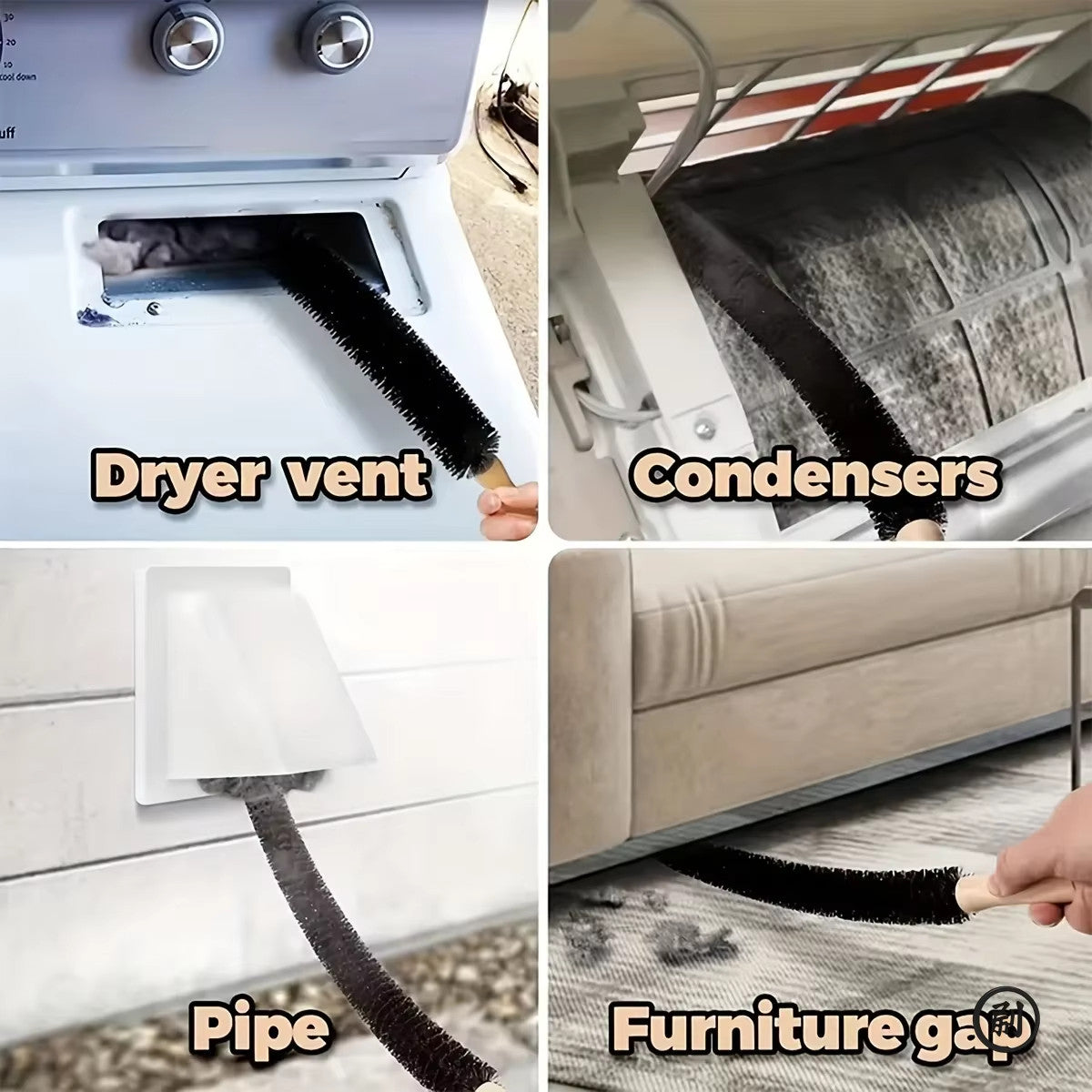 Flexible Radiator and Dryer Lint Cleaning Brush - Long Handle for Household Dusting