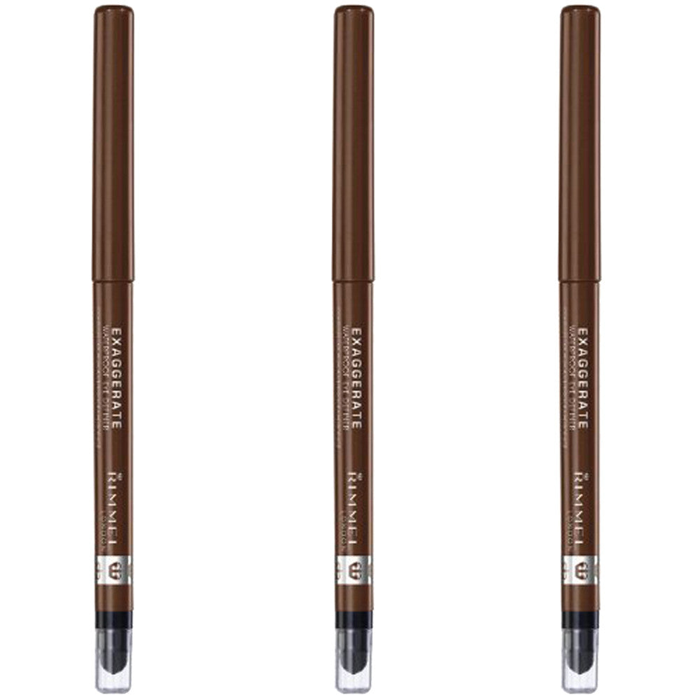 Waterproof Eye Liner Pencil - Rich Brown, Retractable, Smudge & Sharpener, 3 Pack