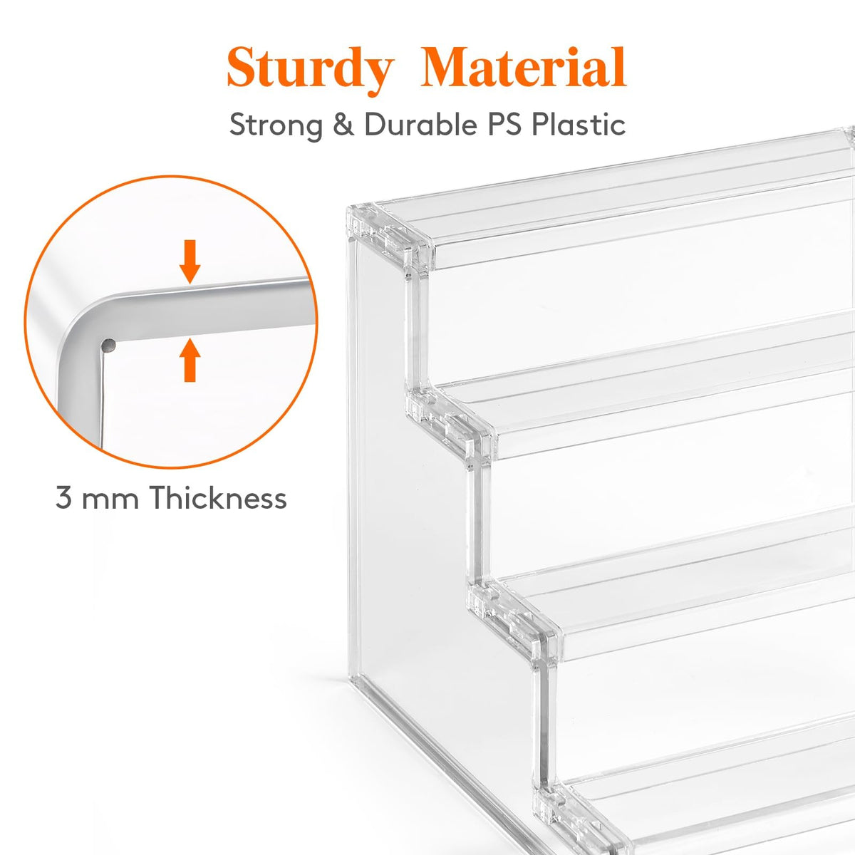 4-Tier Clear Plastic Perfume Stand Organizer - Space-Saving Display Rack