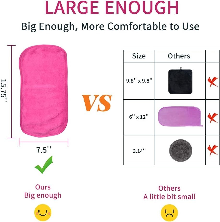 Reusable Microfiber Makeup Remover Cloths Set - Soft Quick-Dry Face Wash Towels