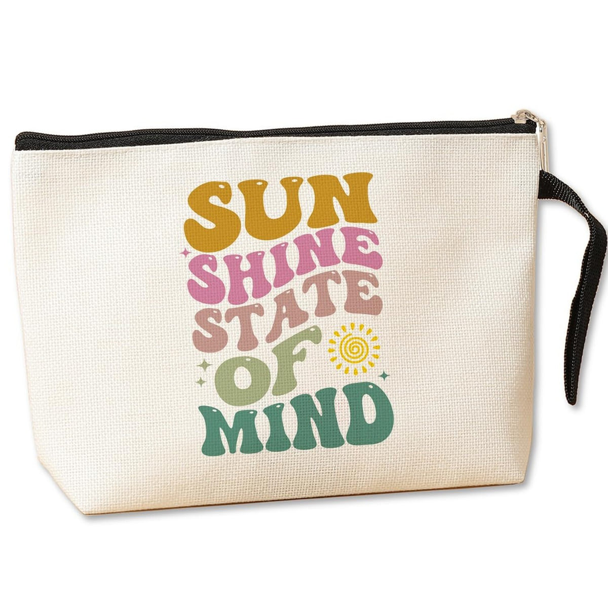 Travel Cosmetic Bag with Inspirational Quote - Beach & Makeup Organizer