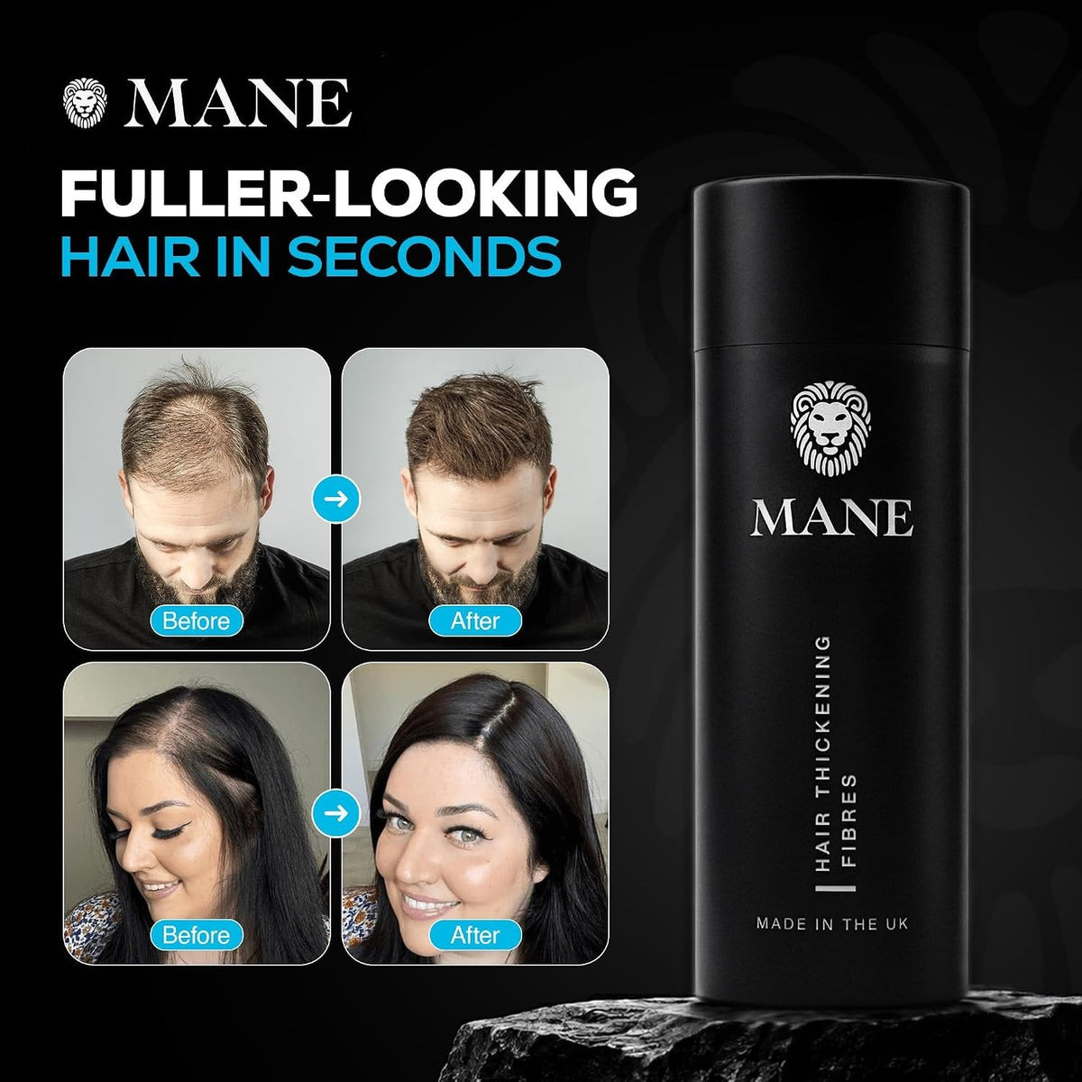 Hair Building Fibers for Thinning Hair - Black