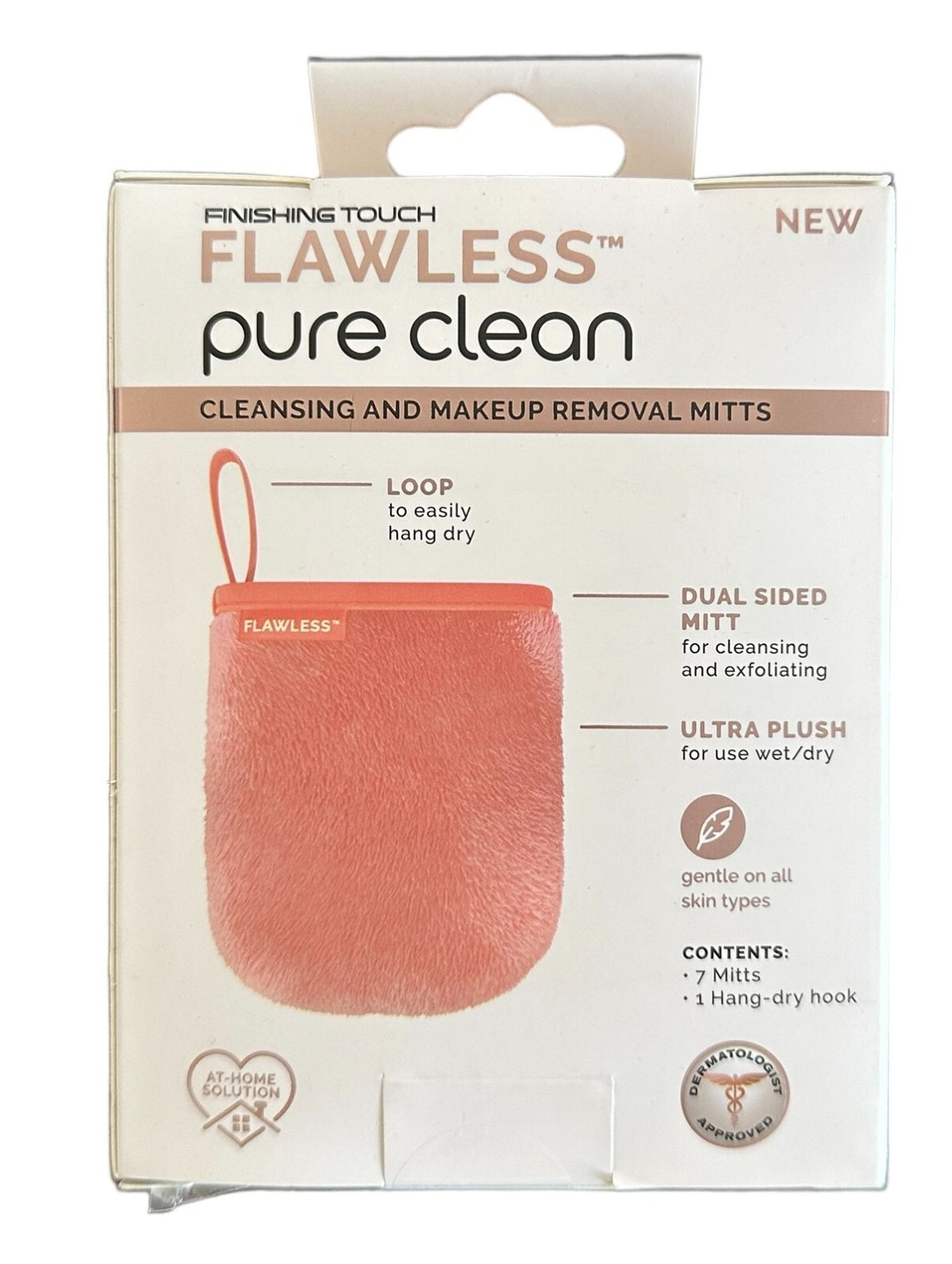 Facial Makeup Remover Mitt Set - Reusable Microfiber Cleansing Pads, 7 Pink Mitts
