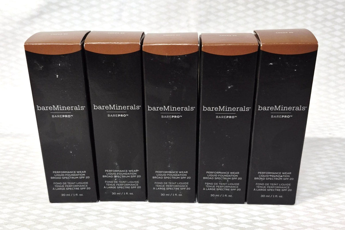 Lot of 5 BareMinerals BAREPRO Liquid Foundation Cocoa 30 Deep 1oz - Full Size