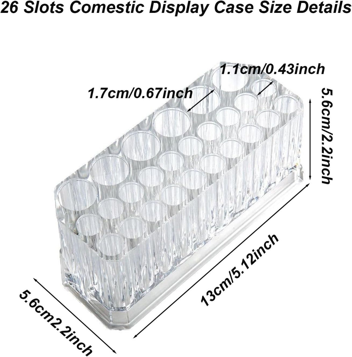 Clear Acrylic Lipstick & Makeup Organizer 26 Slots Storage Case