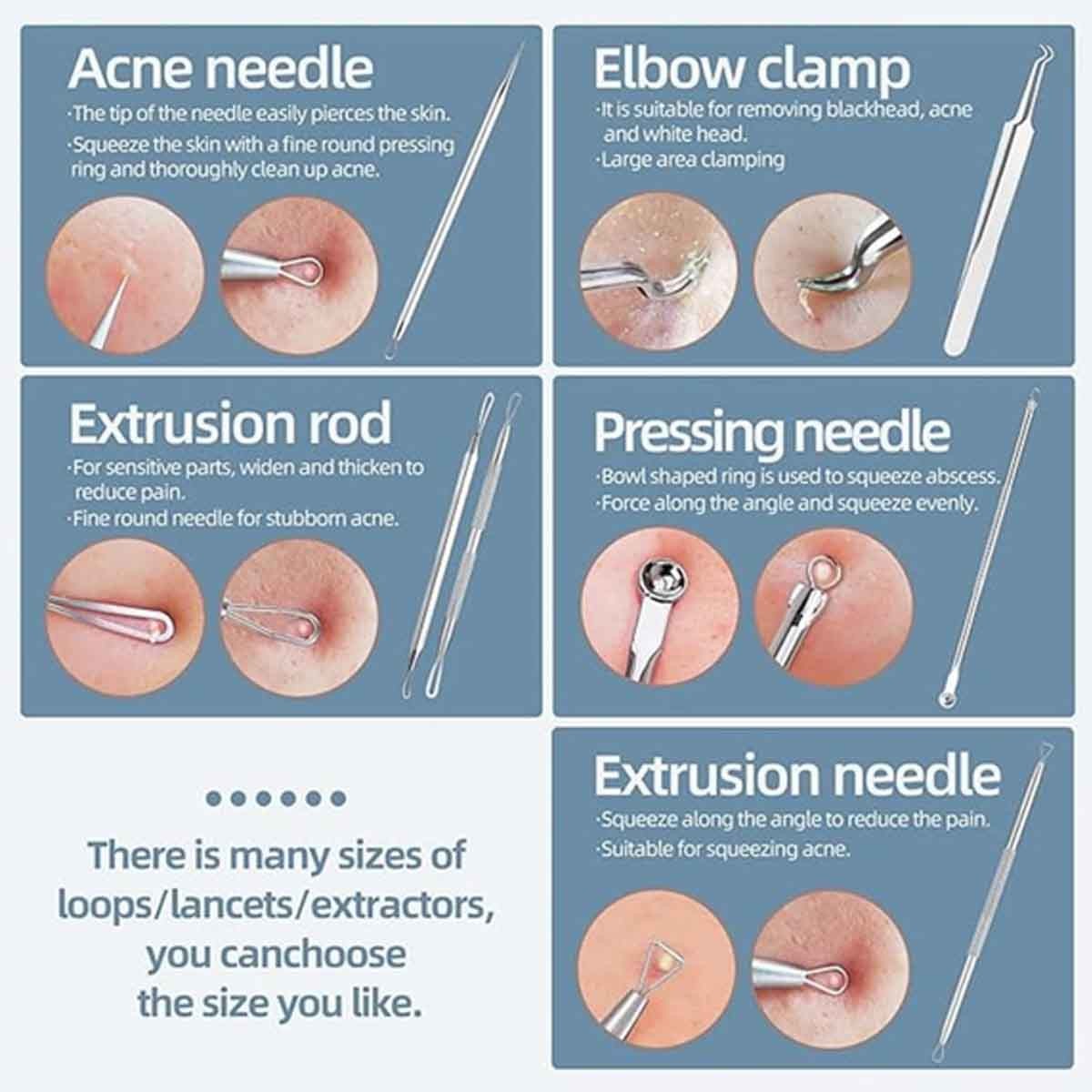 9-Piece Blackhead Remover Tool Kit for Comedone Extraction - Stainless Steel